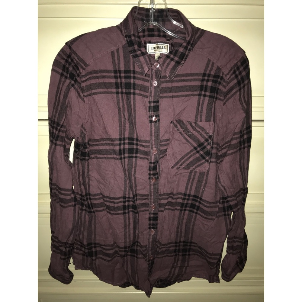 Express boyfriend fit plaid flannel buttonup shirt